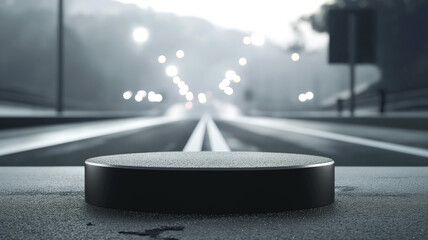 podium with road background