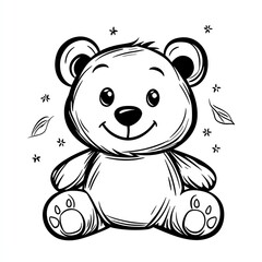 Obraz premium Cute Bear Waving in the Forest With Mountains and Trees Nearby