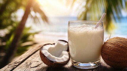 Coconut Drink on Tropical Beach