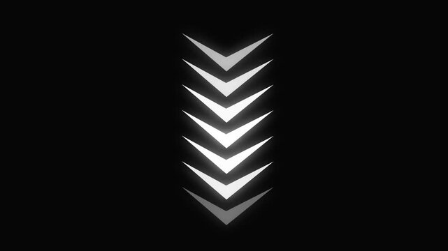 Animation of sweep arrow icon, upward and transparent with  swipe up pointing arrow icon. Up animated arrow black background 