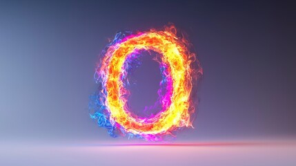 Fototapeta premium Fiery Letter O Abstract 3D Render Gradient Background Bright Colors High Resolution