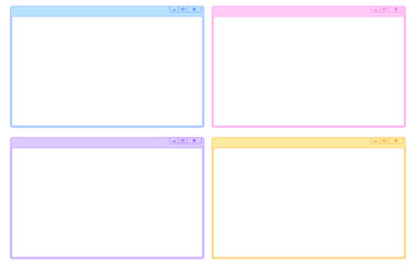 PCウィンドウのインターフェイス フレームかわいいパステルカラー ベクター素材 Windows7風 (.Ai)
