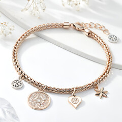 silver bracelet with a pearl necklace