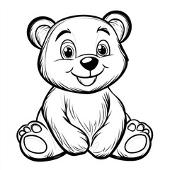 Obraz premium Drawing simple lines cute Bear coloring book pages. cartoons for preschool children