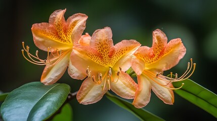 Tropical rhododendron vireya species flowers close-up in wellesley, massachusetts