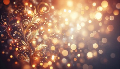 Golden Christmas lights blur into a bright, bokeh holiday sparkle