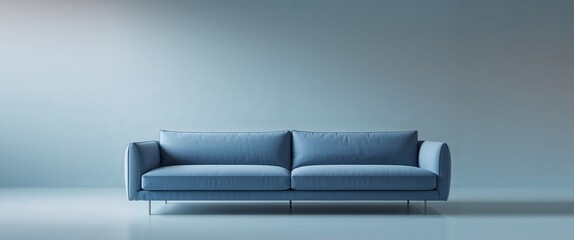 blue and gray sofa with light blue background