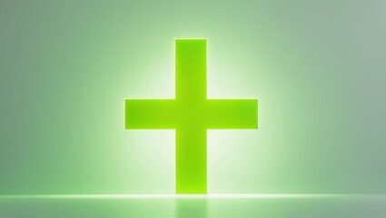 Obraz premium A futuristic holographic green plus sign projection