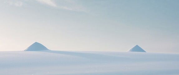 A white snow covered hill with a few small snow piles.