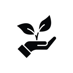 Hand with plant icon black