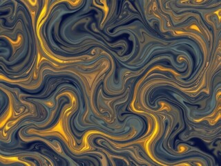 Fototapeta premium Abstract Swirling Liquid Marble Texture in Gold and Blue Tones