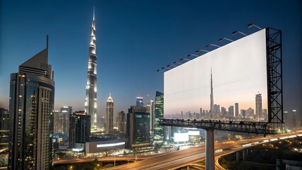 Fototapeta premium Large Blank Advertising Board in a Urban Setting