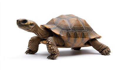 Obraz premium Turtle walking slowly on white background animal photography studio environment close-up view nature concept