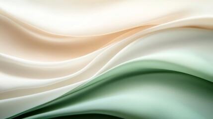 Smooth flowing fabric in soft pale cream, peach, and muted green tones