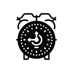 Black solid icon for alarm clock