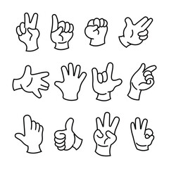 kid hand expression set outlines