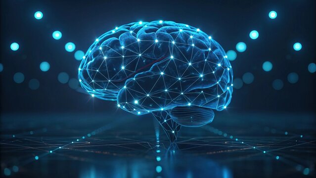 Large language models (LLM) leverage artificial intelligence for advanced computation. A digital representation of a brain composed of glowing connections