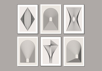 Set of trendy abstract aesthetic creative minimalist artistic geometric composition