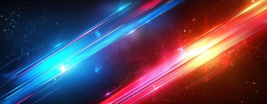 Futuristic Abstract Cyberpunk Background for Technology and Future-Themed Designs or Promotions, Inspiring Viewers to Imagine Cutting-Edge Technology and Infinite Possibilities. Red and Blue Light Bea