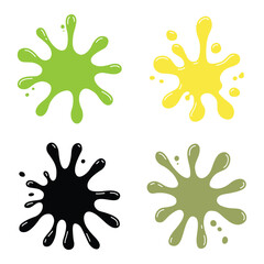 Obraz premium Colorful Abstract Shape Set of Cute Ink Paint Stain Water Fluid Liquid Splash Splatter Explosion