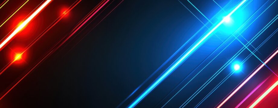 Futuristic Abstract Cyberpunk Background for Technology and Future-Themed Designs or Promotions, Inspiring Viewers to Imagine Cutting-Edge Technology and Infinite Possibilities. Red and Blue Light Bea