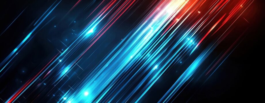 Futuristic Abstract Cyberpunk Background for Technology and Future-Themed Designs or Promotions, Inspiring Viewers to Imagine Cutting-Edge Technology and Infinite Possibilities. Red and Blue Light Bea