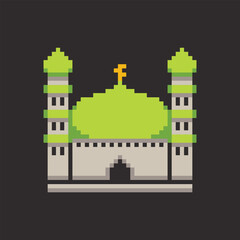 this is mosque icon in pixel art with simple color and this item good for presentations,stickers, icons, t shirt design,game asset,logo and your project