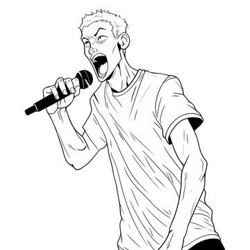 recommend clip art: PNG Man singing with microphone sketch drawing cartoon.