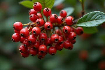 Obraz premium A cluster of vibrant red berries on a plant stem