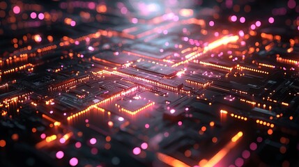 Fototapeta premium Abstract Circuit Board Network Glow (1)