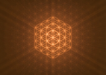 Glowing Orange Sacred Geometry – Flower of Life Pattern