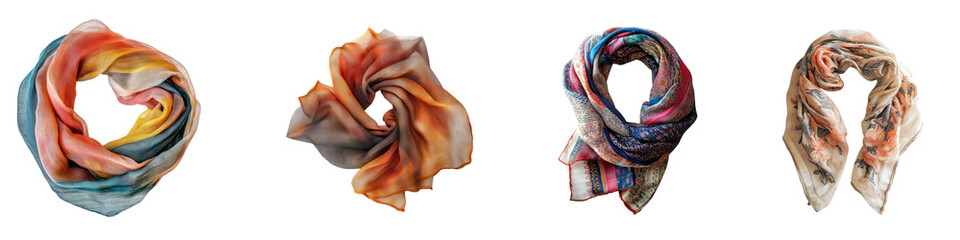 Printed wool gauze isolated on transparent background, PNG, Set of