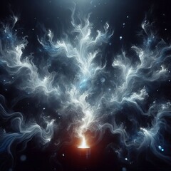 Obraz premium Ethereal fire with ghostly white and pale blue hues