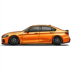 Fototapeta premium Sleek Orange Sports Car with Modern Design and Black Accents on a Clean White Background