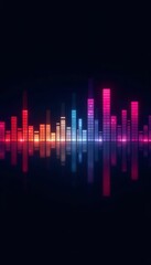 Digital representation of music equalizer bars on black backdrop, pattern, equalizer