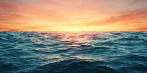 Fototapeta premium A tranquil seascape at sunset, showcasing vibrant colors reflecting on the calm water's surface.