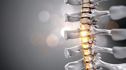 Fototapeta premium Human Spine Anatomy 3D Medical Illustration Vertebrae Spinal Cord Healthcare