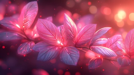 Glowing Pink Leaves in Soft Focus