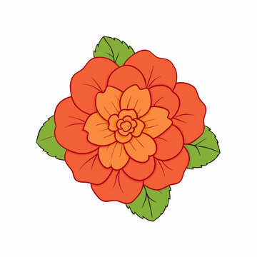 orange flower with green leaves clip art preview
