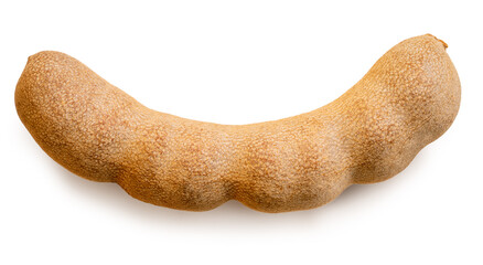 Sweet tamarind a tropical fruit with a sweet and sour taste on white background , Tamarind tropical fruit isolate on white with clipping path..