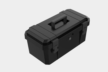Waterproof Tool Box Multifunctional Hard, Plastic Hardware Household Toolbox isolated on background. 3d illustration