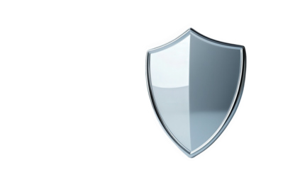 a sleek shiny shield against a soft gradient background symbolizing protection and security its modern design conveys strength and reliability often associated with safety and defense concepts