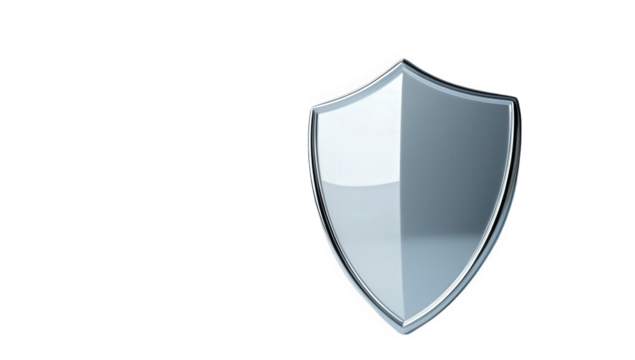 a sleek shiny shield against a soft gradient background symbolizing protection and security its modern design conveys strength and reliability often associated with safety and defense concepts