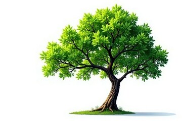 Single isolated tree branch on white background, nature, wood, landscape