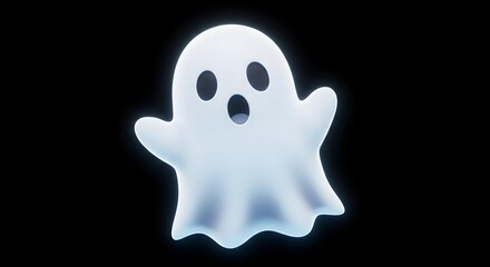 A spooky yet cute whispering ghost cartoon, isolated on a dark background. Perfect for Halloween celebrations, costumes, and festive decorations.