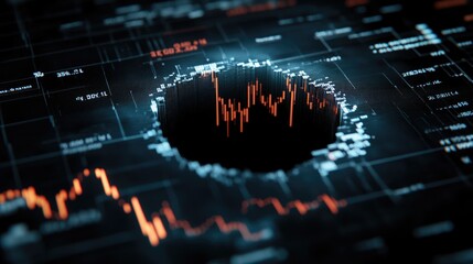 Abstract financial data visualization with a central void