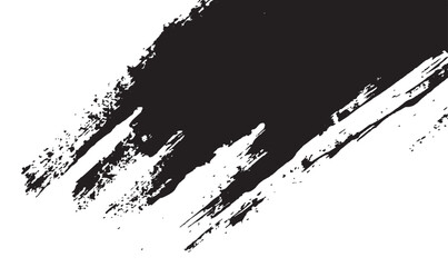 Obraz premium Abstract Black Paint Brush Stroke on White Isolated Horizontal Background