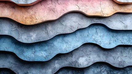 Abstract Wavy Textured Background Layered Blue Gray and Peach Concrete Design