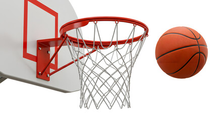 Naklejka premium Basketball Hoop and Ball Isolated on White Background