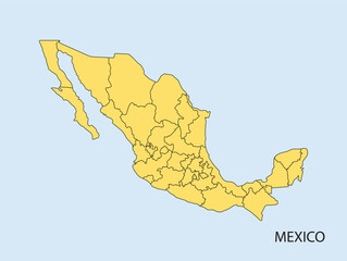 Mexico area map yellow flat design